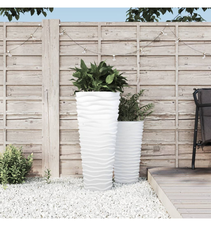 Jardinière et intérieur amovible blanc 18/45L PP aspect rainuré | Mobilier & Déco