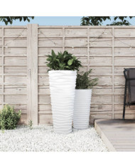 Jardinière et intérieur amovible blanc 18/45L PP aspect rainuré | Mobilier & Déco