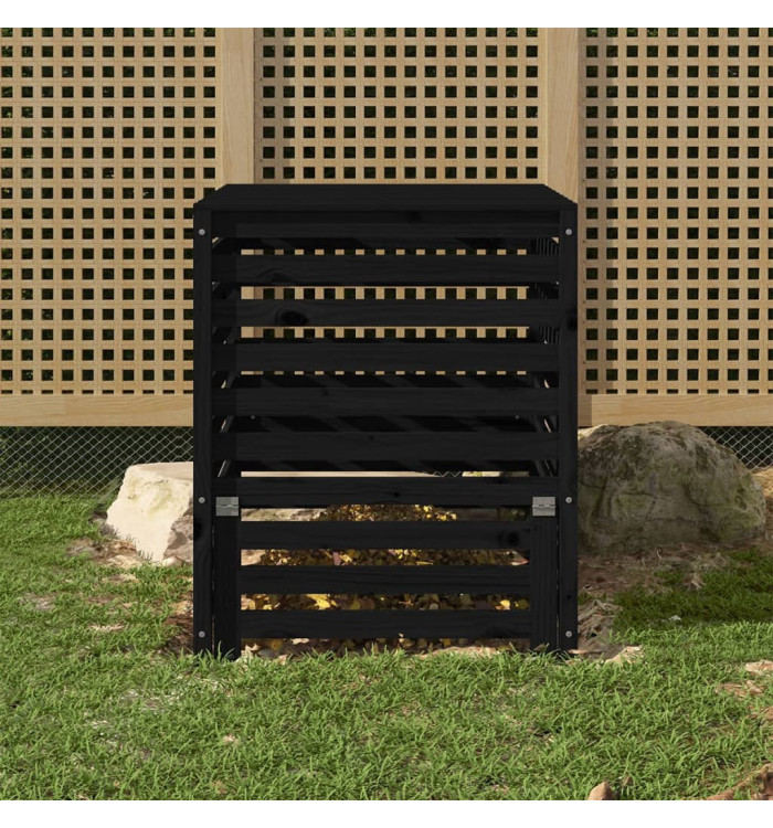 Composteur Noir 82,5x82,5x99,5 cm Bois massif de pin | Mobilier & Déco