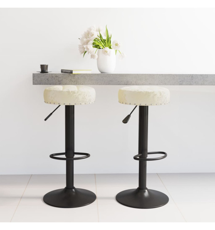 Tabourets de bar lot de 2 crème velours | Mobilier & Déco