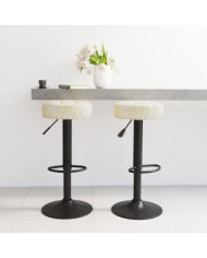 Tabourets de bar lot de 2 crème velours | Mobilier & Déco