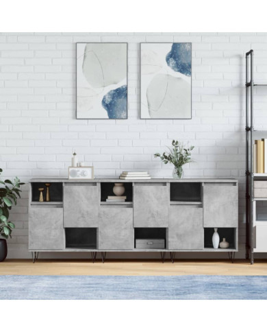 Buffets 3 pcs gris béton bois d'ingénierie | Mobilier & Déco