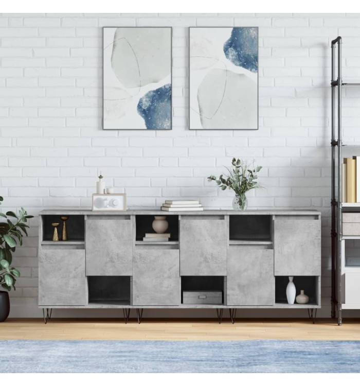 Buffets 3 pcs gris béton bois d'ingénierie | Mobilier & Déco