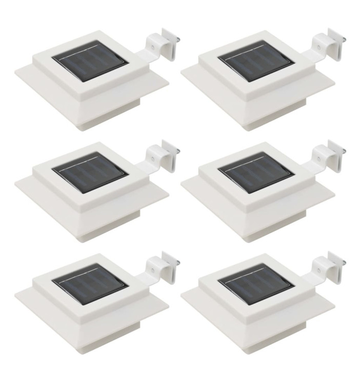 Lampe solaire à LED carrée d'extérieur 6 pcs 12 cm Blanc | Mobilier & Déco