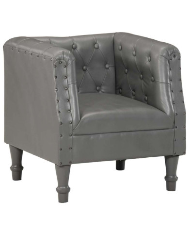 Chaise cabriolet gris cuir véritable | Mobilier & Déco