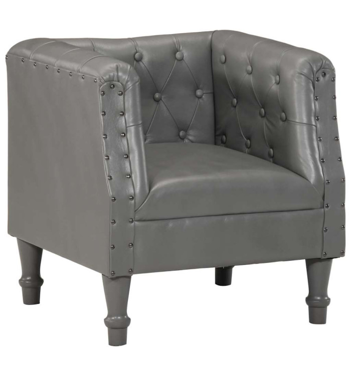 Chaise cabriolet gris cuir véritable | Mobilier & Déco