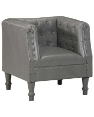 Chaise cabriolet gris cuir véritable | Mobilier & Déco