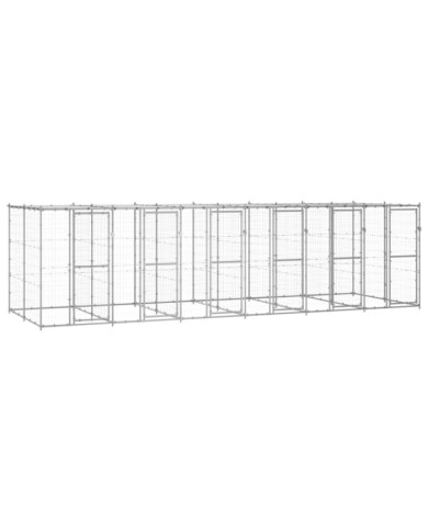 Chenil extérieur Acier galvanisé avec toit 14,52 m² | Mobilier & Déco