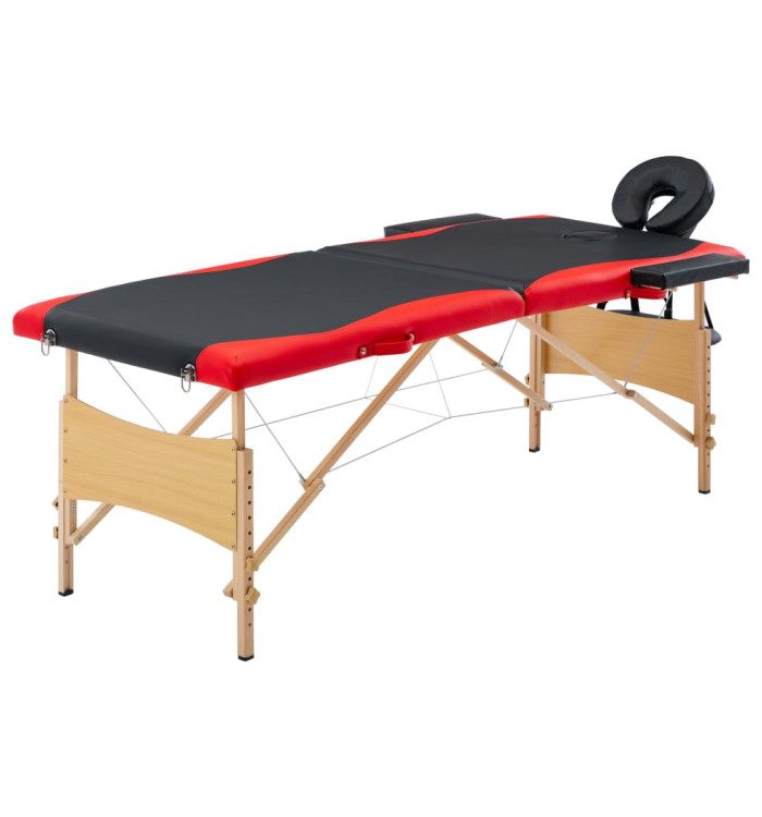 Table de massage pliable 2 zones Bois Noir et rouge | Mobilier & Déco