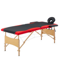 Table de massage pliable 2 zones Bois Noir et rouge | Mobilier & Déco