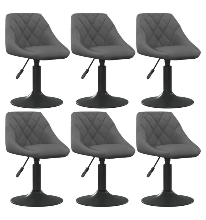 Chaises pivotantes à manger lot de 6 gris foncé velours | Mobilier & Déco