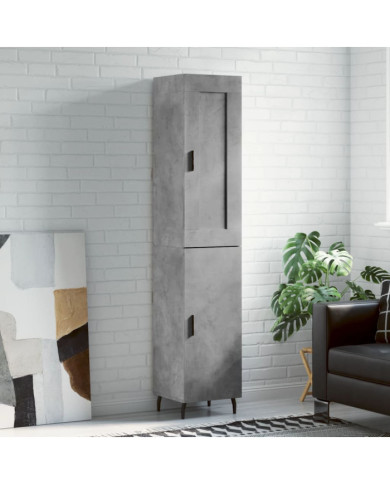 Buffet haut Gris béton 34,5x34x180 cm Bois d'ingénierie | Mobilier & Déco