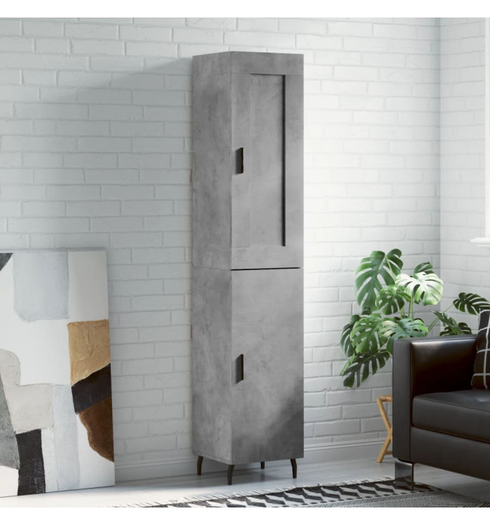 Buffet haut Gris béton 34,5x34x180 cm Bois d'ingénierie | Mobilier & Déco