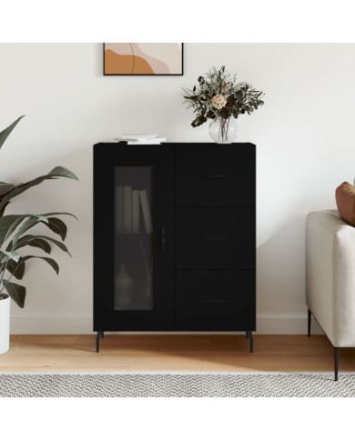 Buffet noir 69,5x34x90 cm bois d'ingénierie | Mobilier & Déco