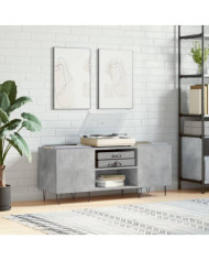 Armoire à disques gris béton 121x38x48 cm bois d'ingénierie | Mobilier & Déco