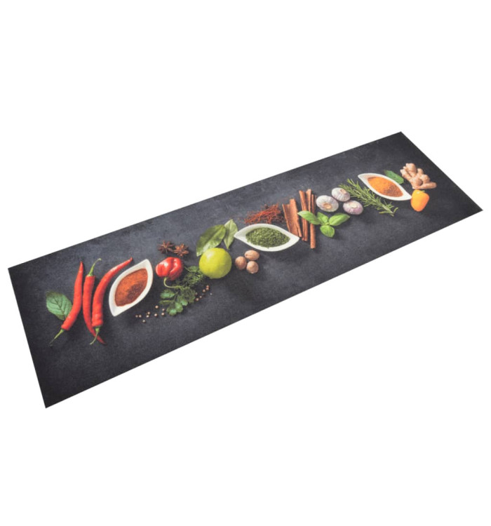 Tapis de cuisine lavable impression d'épices 45x150 cm velours | Mobilier & Déco
