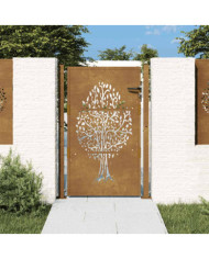 Portail de jardin 105x130 cm acier corten conception de l'arbre | Mobilier & Déco