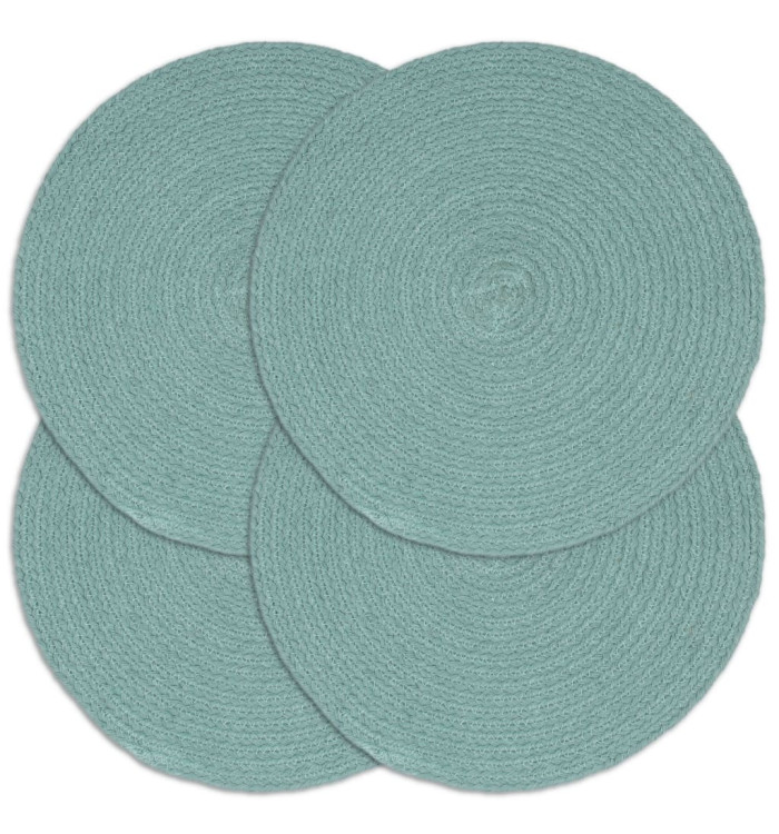 Napperons 4 pcs Vert Plain 38 cm Rond Coton | Mobilier & Déco