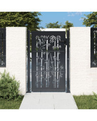 Portail de jardin anthracite 105x155 cm acier design de bambou | Mobilier & Déco