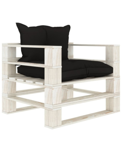 Canapé palette de jardin avec coussins noir Bois | Mobilier & Déco