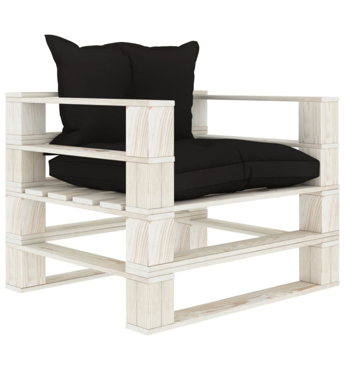 Canapé palette de jardin avec coussins noir Bois | Mobilier & Déco