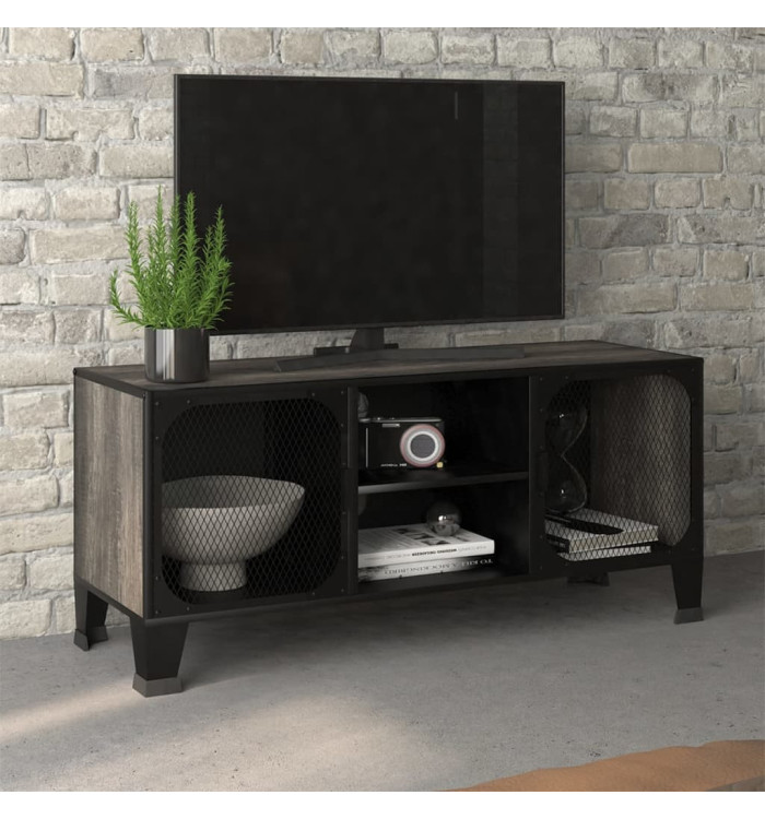 Meuble TV Gris 105x36x47 cm Métal et MDF | Mobilier & Déco