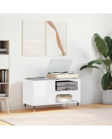 Armoire à disques blanc brillant 85x38x48 cm bois d'ingénierie | Mobilier & Déco