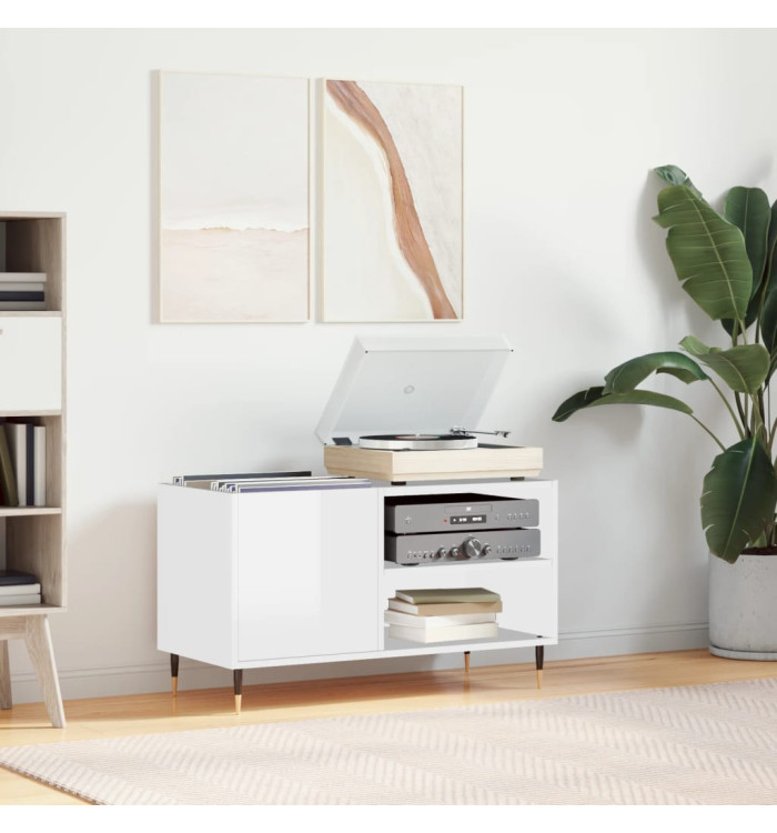 Armoire à disques blanc brillant 85x38x48 cm bois d'ingénierie | Mobilier & Déco