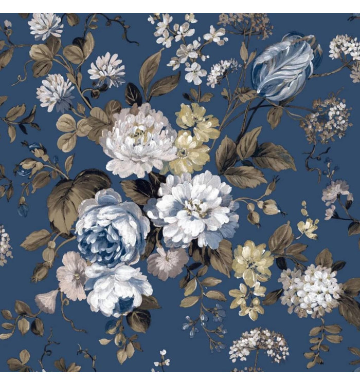 Noordwand Papier peint Blooming Garden 6 Big Flowers Bleu et marron | Mobilier & Déco