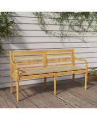 Banc Batavia avec coussin beige 150 cm Bois de teck massif | Mobilier & Déco