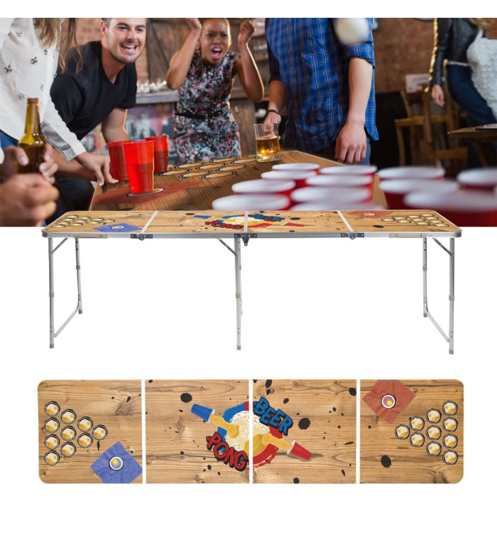 HI Table de bière-pong pliante 240x60x55 cm MDF et aluminium | Mobilier & Déco