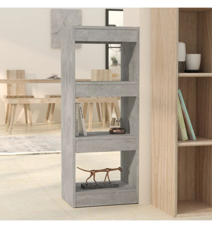 Bibliothèque/séparateur de pièce gris béton bois d'ingénierie | Mobilier & Déco