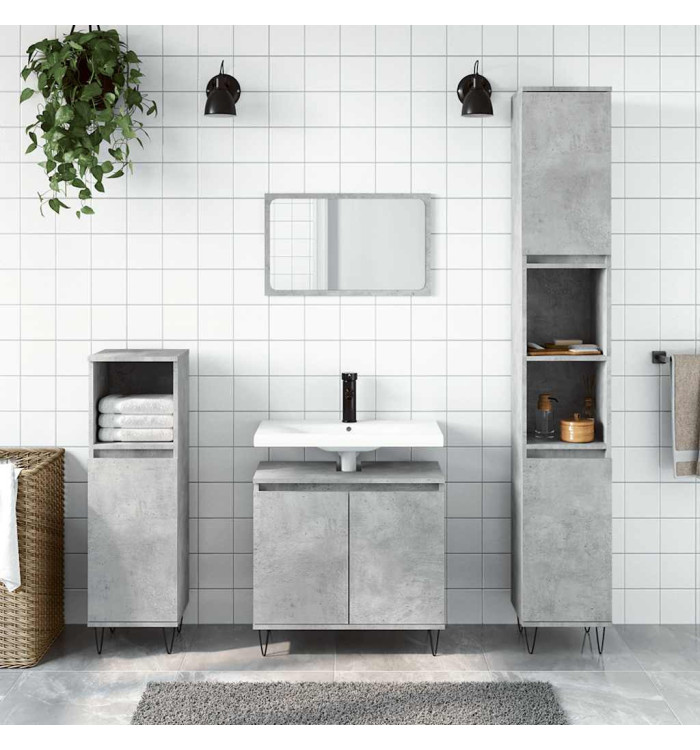 Armoire de bain gris béton 58x33x60 cm bois d'ingénierie | Mobilier & Déco