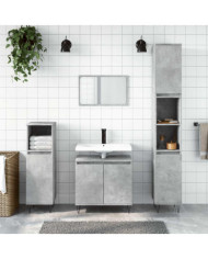 Armoire de bain gris béton 58x33x60 cm bois d'ingénierie | Mobilier & Déco
