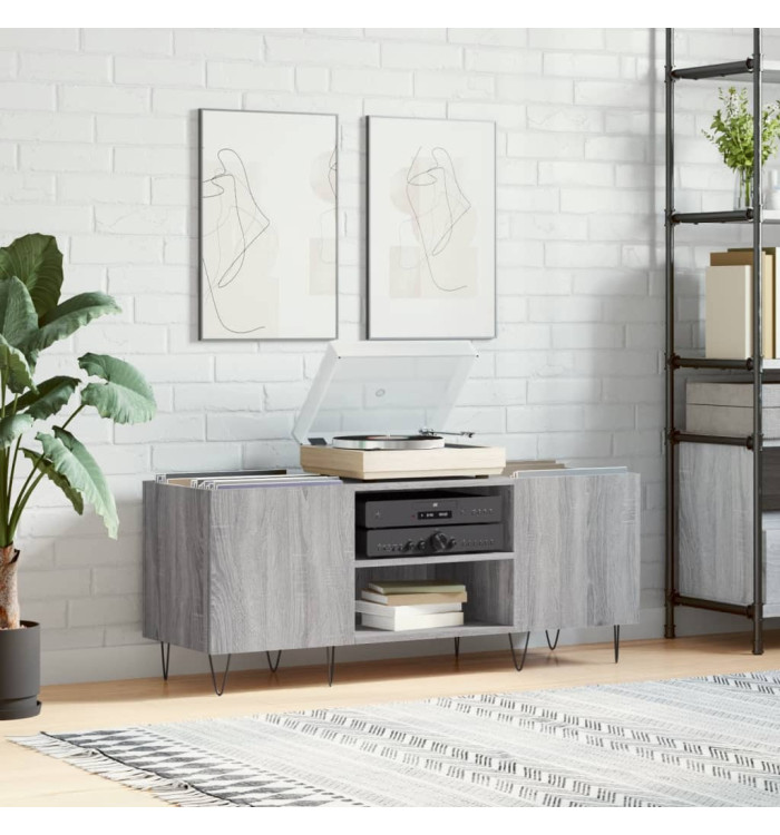 Armoire à disques sonoma gris 121x38x48 cm bois d'ingénierie | Mobilier & Déco