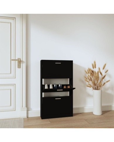 Armoire à chaussures Noir 59x17x108 cm Bois d'ingénierie | Mobilier & Déco