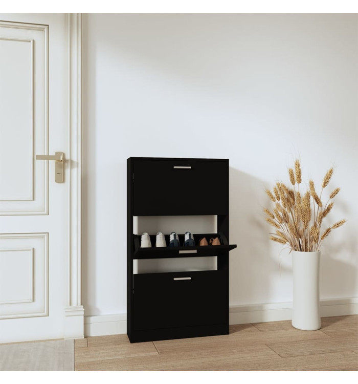 Armoire à chaussures Noir 59x17x108 cm Bois d'ingénierie | Mobilier & Déco