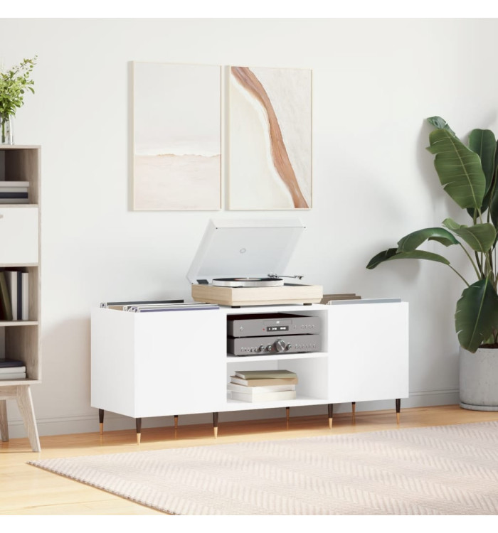 Armoire à disques blanc 121x38x48 cm bois d'ingénierie | Mobilier & Déco