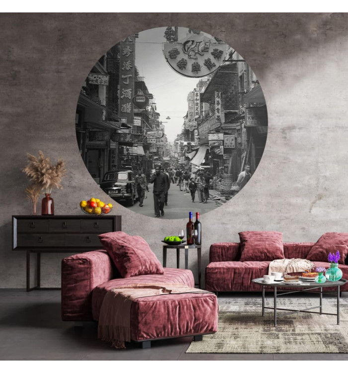 WallArt Papier peint cercle Hong Kong the Old Days 190 cm | Mobilier & Déco
