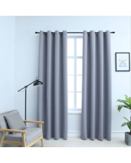 Rideaux occultants avec anneaux en métal 2 pcs Gris 140x245 cm | Mobilier & Déco