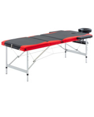 Table de massage pliable 3 zones Aluminium Noir et rouge | Mobilier & Déco