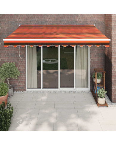 Auvent rétractable orange et marron 3x2,5 m tissu et aluminium | Mobilier & Déco