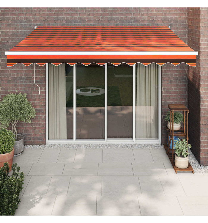 Auvent rétractable orange et marron 3x2,5 m tissu et aluminium | Mobilier & Déco