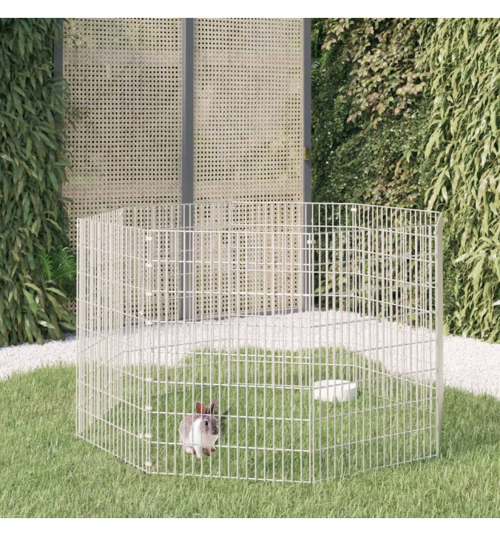 Enclos pour animaux en liberté 8 panneaux 54x80cm fer galvanisé | Mobilier & Déco