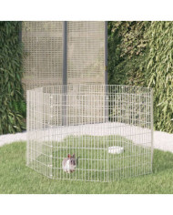 Enclos pour animaux en liberté 8 panneaux 54x80cm fer galvanisé | Mobilier & Déco