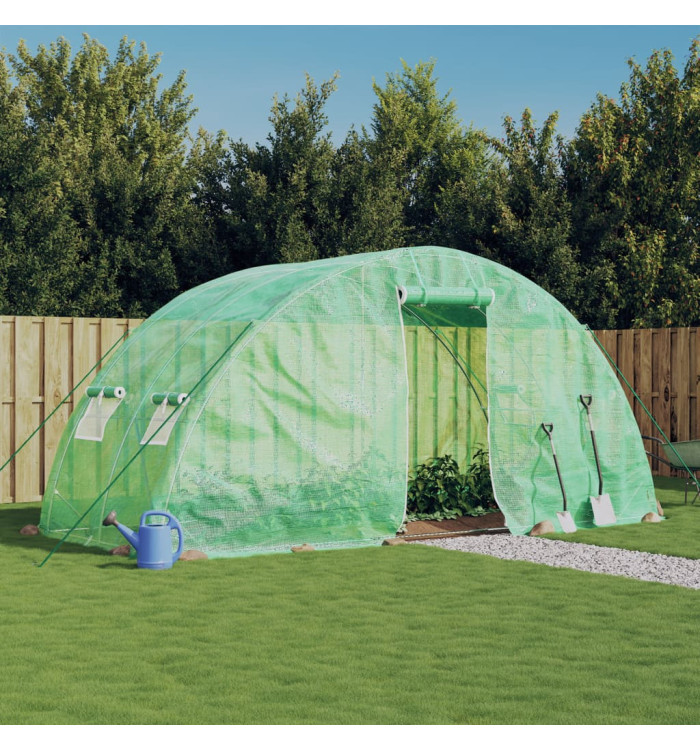Serre avec cadre en acier vert 10 m² 5x2x2,3 m | Mobilier & Déco