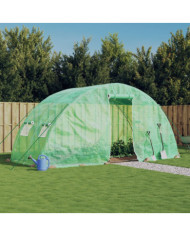 Serre avec cadre en acier vert 10 m² 5x2x2,3 m | Mobilier & Déco