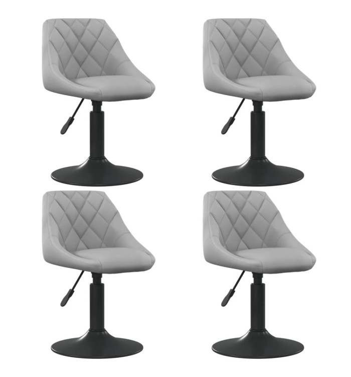 Chaises pivotantes à manger lot de 4 gris clair velours | Mobilier & Déco