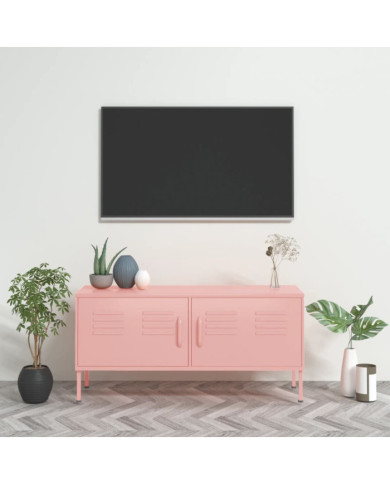 Meuble TV Rose 105x35x50 cm Acier | Mobilier & Déco