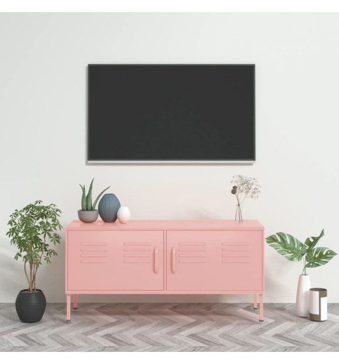 Meuble TV Rose 105x35x50 cm Acier | Mobilier & Déco